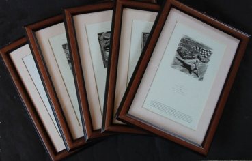 Jaguar Production-Motivecycle 1990 by Christopher Wormell 5 engraved Motives woodenframed (4200)